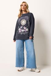YOURS Curve Grey Celestial Graphic Print Sweatshirt | Yours Clothing  1