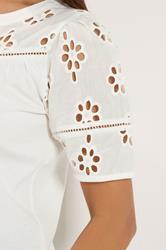 M&Co Petite Ivory White Broderie Cotton T-Shirt | M&Co 4