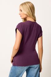 M&Co Berry Purple Grown-On Sleeve Wrap Top | M&Co 2