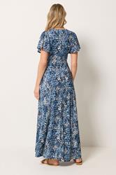 LTS Tall Women's Dark Blue Abstract Wrap Maxi Dress | Long Tall Sally 2