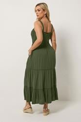 YOURS Plus Size Olive Green Shirred Placket Dress | Yours Clothing 1