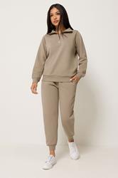 M&Co Petite Mocha Brown Quarter Zip Sweatshirt | M&Co 1