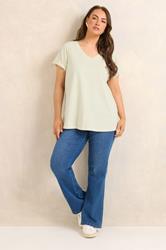 EVANS Plus Size Natural V-Neck Cotton T-Shirt | Evans 1