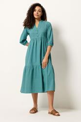M&Co Green Fine Stripe Tiered Maxi Dress | M&Co 1