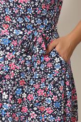 YOURS Plus Size Black Floral Sleeveless Wrap Front Dress | Yours Clothing 4