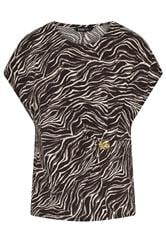 YOURS Curve Brown Zebra Print Crinkle Grown On Sleeve Top