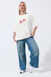 LIMITED COLLECTION Plus Size White 'A La Mer' Starfish T-Shirt | Yours Clothing 1