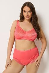 YOURS Plus Size Pink Hi Shine Lace Non-Padded Non-Wired Full Cup Bra | Yours Clothing 1