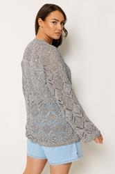 YOURS Plus Size Natural Brown Crochet Knitted Jumper | Yours Clothing 2