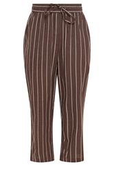 M&Co Brown Striped Tapered Cropped Trousers | M&Co 1