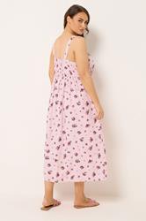 YOURS Plus Size Pink Floral Linen Milkmaid Dress | Yours Clothing 2