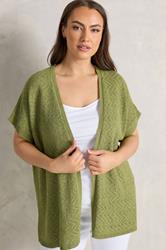 EVANS Plus Size Green Tape Yarn Short Sleeve Cardigan | Evans 3