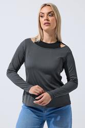 LIMITED COLLECTION Plus Size Grey 2-In-1 Ribbed Long Sleeve T-Shirt | Yours Clothing 3