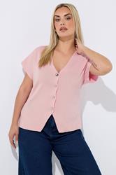 LIMITED COLLECTION Plus Size Light Pink Short Sleeve Knitted Top | Yours Clothing 3