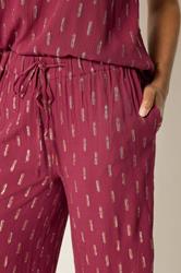 M&Co Berry Red Foil Cropped Trousers | M&Co 4