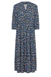 M&Co Petite Women's Blue Ditsy Floral Tiered Maxi Dress | M&Co 6