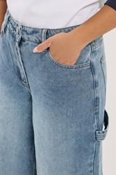 PixieGirl Petite Women's Mid Blue Carpenter Wide Leg Jeans | PixieGirl 5