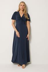 LTS Tall Women's Navy Blue Twist Front Maxi Dress | Long Tall Sally 1