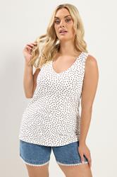 YOURS Plus Size Ivory White Polka Dot Vest Top | Yours Clothing 3
