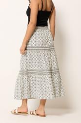 M&Co Petite White Aztec Tiered Maxi Skirt | M&Co 2