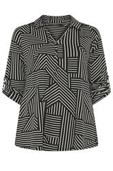 EVANS Plus Size Black Abstract Stipe Blouse | Evans 1
