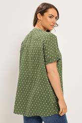 YOURS Curve Green Notch Neck Dobby Blouse | Yours Clothing 2