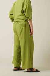 EVANS Plus Size Set Chartreuse Green Linen Shirt & Trouser | Evans 7