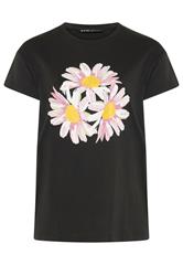 YOURS Curve Black Daisy Stud Embellished T-Shirt