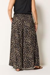 YOURS Plus Size Chocolate Brown Leopard Wide Leg Trousers | Yours Clothing 2
