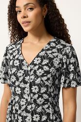 M&Co Black Daisy Print Midi Tea Dress | M&Co 4