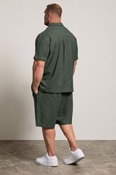 BadRhino Big & Tall Green Textured Revere Shirt & Short Co-ord Set | BadRhino 4