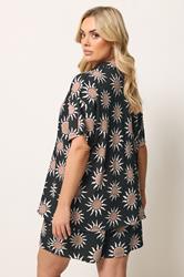 YOURS Plus Size Black Sun Print Crinkle Shirt | Yours Clothing 2