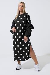 LIMITED COLLECTION Plus Size Black Polka Dot Maxi Dress | Yours Clothing 1
