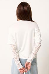 PixieGirl Petite Women's White Long Sleeve Lace T-Shirt | PixieGirl 3