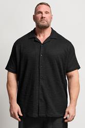 BadRhino Big & Tall Black Textured Revere Shirt | BadRhino 1