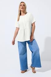 LIMITED COLLECTION Plus Size White Peplum Top | Yours Clothing 1