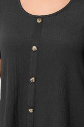 YOURS Plus Size Black Crinkle T-Shirt | Yours Clothing 4