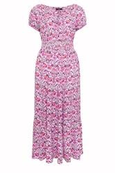 YOURS Curve Purple Floral Tie Neck Bardot Maxi Dress