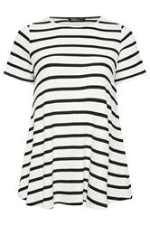 Yours Curve Black Ribbed Stripe Swing T-Shirt
