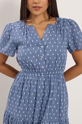 M&Co Petite Blue Dobby Tiered Maxi Dress | M&Co 4