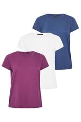 YOURSET Lot de 3 t-shirts basiques violet et bleu