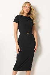 LTS Tall Women's Black Scuba Buckle Midi Dress | Long Tall Sally 3