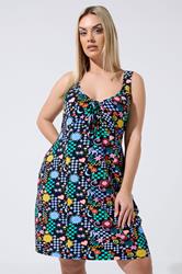 LIMITED COLLECTION Plus Size Black Mixed Print Mini Dress | Yours Clothing 3
