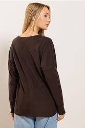 M&Co Chocolate Brown Long Sleeve Top M&Co 2
