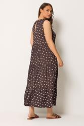YOURS Plus Size Chocolate Brown Polka Dot Tiered Maxi Dress | Yours Clothing 2