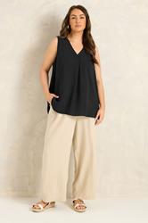 EVANS Curve Black Pleat Swing Vest Top | Evans 1
