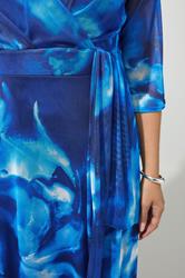 YOURS LONDON Plus Size Blue Abstract Mesh Wrap Dress | Yours Clothing 4