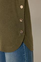 LTS Tall Women's Brown Longline Button Knitted Jumper | Long Tall Sally 4