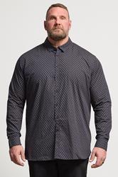 D555 Big & Tall Navy Blue & Gold Geometric Print Shirt | BadRhino 3