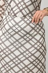YOURS LONDON Curve Ivory White & Brown Check Maxi Skirt | Yours Clothing 4